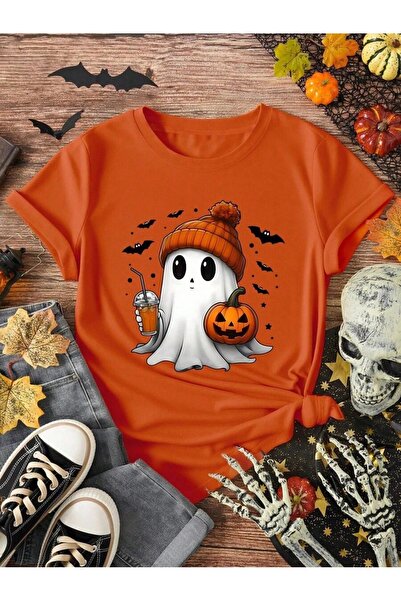 barsdepo Μπλουζάκι Halloween Ghost and Pumpkin Graphic Tee, Casual μπλουζάκι ...
