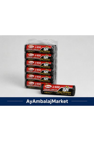 Jumbo Boy J-650 Siyah Çöp Torbası 80x110 cm 90 Lt Koli İçi 20 Adet