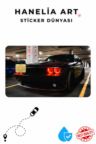 Hanelia Art Siyah Spor Araba Temalı Kart Sticker | Çipli Kart Kaplama Dekorat...