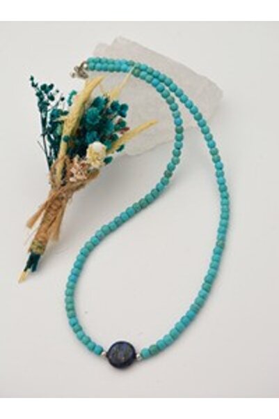 Stoneage Lapis Lazuli and Turquoise t Lock Healing Necklace - Turquoise -