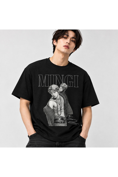 Mercher Club MINGI Graphic Black T-Shirt, ATEEZ Mingi Shirt, Kpop T-Shirt, Ko...