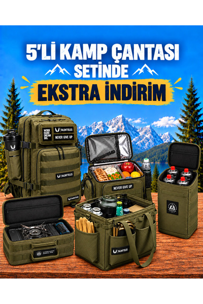 talentteles HAKİ 5'Lİ KAMP ÇANTASI SETİ
