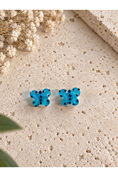 ADAMODART Handmade Murano Glass Blue Butterfly Beads (2 Pieces)