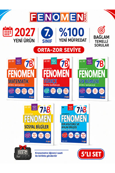 Fenomen Yayıncılık 2027 7.Sınıf MAT B-TÜRKÇE B-FEN B-SOSYAL AB-DİN AB %100 Ma...