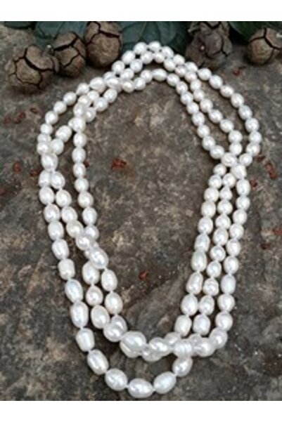 Stoneage Dolama İnci̇ Natural Stone (Love) Necklace - White -