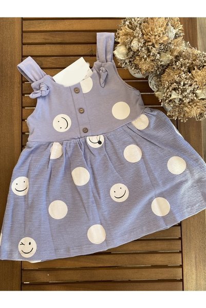 Baby Aden Babyaden Polka Dot Straps Wooden Button Adjustable Cotton Girls' Baby Dress