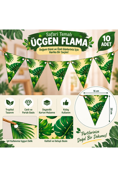 GREATOY Safari Themed Triangle Pennant Set – 10 Birthday Party Decorations