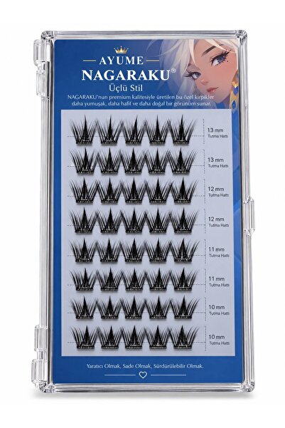 Nagaraku Kendinden Yapışkanlı Kirpik Seti - 3'lü Kirpik Seti 10-13mm
