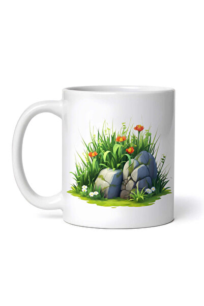 INOVATIX Personalized white mug, Stones and flowers, INOVATIX®. 330ml
