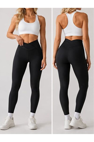 SEBURAM COLLECTION Diver Fabric Cross Waist Women's Leggings