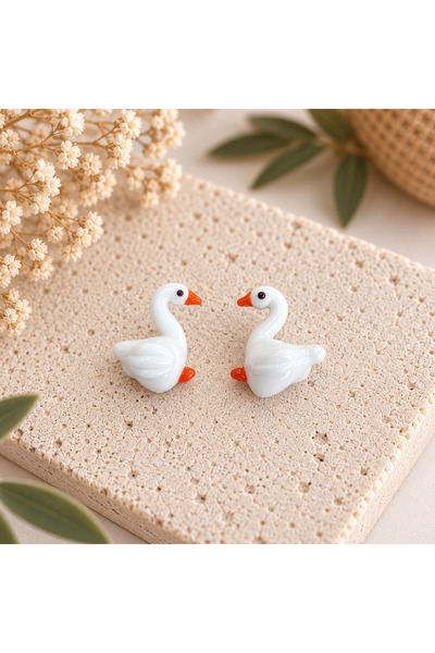 ADAMODART Handmade Murano Glass Red Goose Beads (2 Pieces)