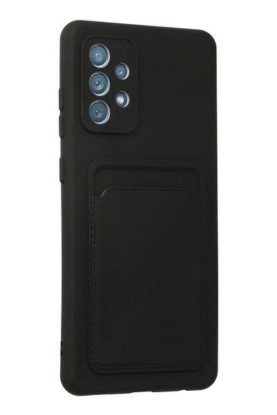 Generic Brand Samsung Galaxy A72 Compatible Case Kelvin Silicone with Business Card Holder - Black