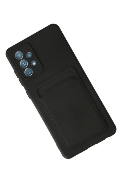 Generic Brand Samsung Galaxy A72 Compatible Case Kelvin Silicone with Business Card Holder - Black