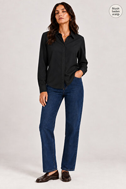 Nuevo Black Viscose Women's Shirt – Modern Relaxed Fit - Plus Size Range