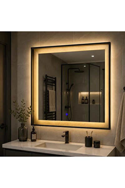Flippy Oglinda LED NUK, 70x70cm, 12W, Negru, Senzor, Lumina 3000K, 4000K, 600...