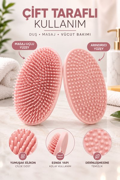 Awesomecrochet Double Sided Silicone Body Brush Shower Bath Massage Brush Flexible Body Cleansing and Exfoliating Brush