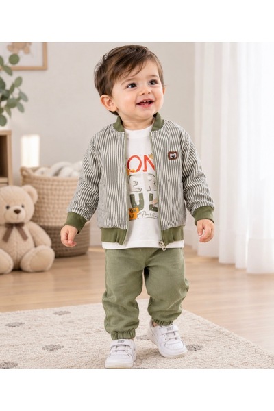 Beybifresh Erkek bebek çizgili spor ceketli takım