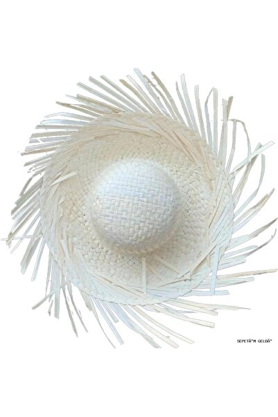ZERO LAND Spt-Gld Tropical Party White Straw Hawaiian Hat (15604) 13X36 cm
