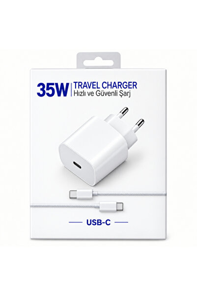 35W Hızlı Şarj Adaptörü USB-C Kablo 1 Metre iPhone 15 16 17 Pro Pro Max Air