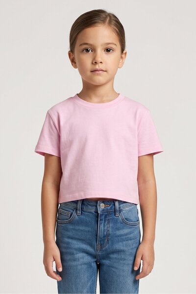 The Children's Place Kids Girl Solid Short Sleeve Crop Top, Pink