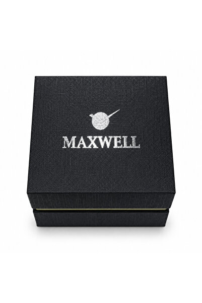 Maxwell ساعة يد نسائية بمينا بيضاء وسوار بني جملي وإطار لامع Women's Watch with White Dial and Brown Strap