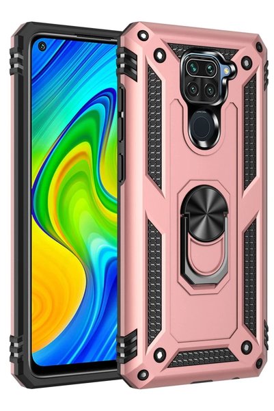 northcity n غطاء سيليكون متوافق مع هاتف Xiaomi Redmi Note 9 مع حلقة صوفيا - وردي
