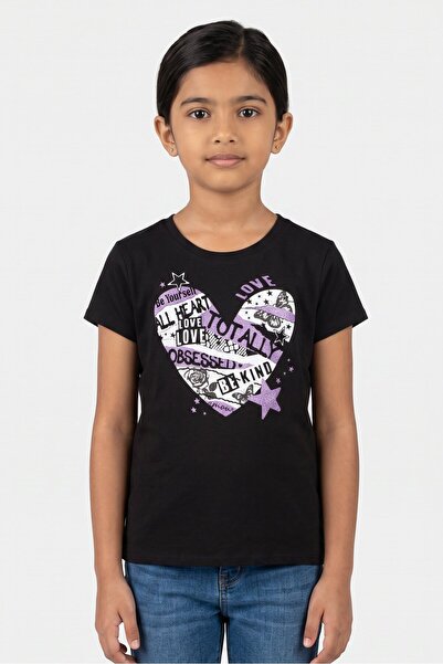 The Children's Place Kids Girl Graphic Print Short Sleeve T-Shirts, Black
