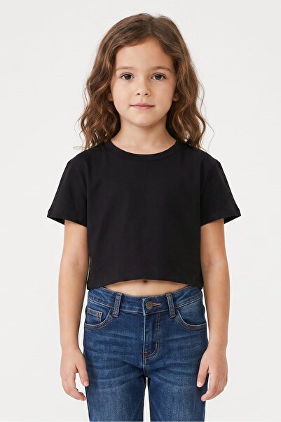 The Children's Place Kids Girl Plain Short Sleeve Top, Black