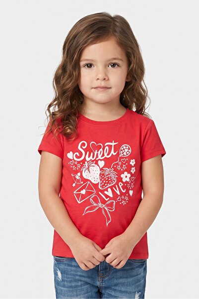 The Children's Place Toddlers Girl Graphic Print Short Sleeve Top, Red