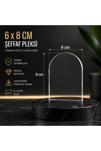 PrestijBM 10 Adet Şeffaf Pencere Pleksi 6x8 cm 2.8 mm Kalınlık Boyama ve Süsl...