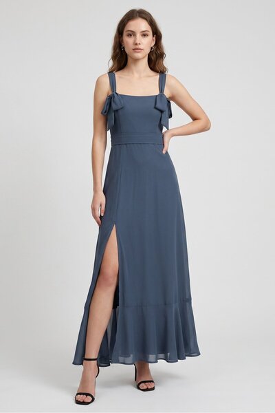 Show Me Your Mumu Women Plain Midi Dress, Grey