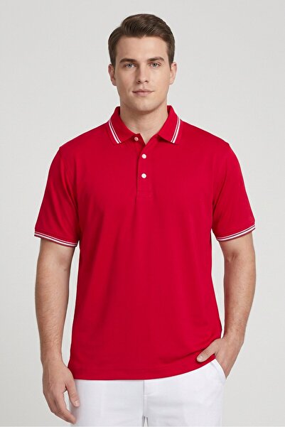 FootJoy Men Athletic Fit Short Sleeve Golf Polo Shirt, Red