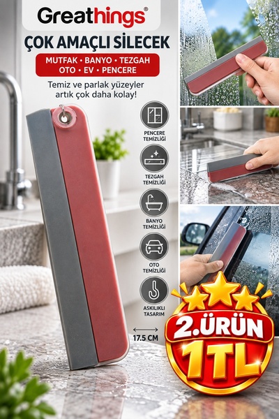 Greathings 17,5 cm Tutacaklı Mini Cam Sileceği Mutfak Banyo Tezgah Pencere Ot...