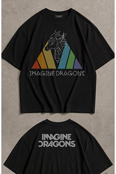 Fuddy Moda Unisex majica sa šarenim printom na vratu Imagine Dragons, preveli...