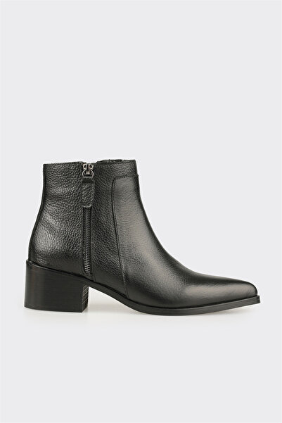 Elle Shoes Siyah Deri Kadın Klasik Bot