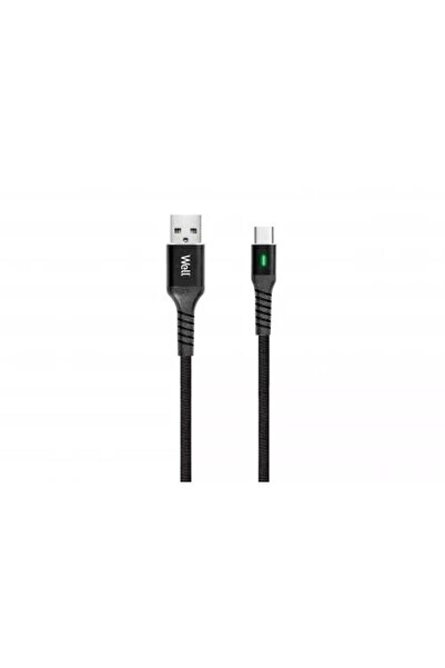 Well Cablu de date si incarcare USB Type C 1m indicator incarcare 3A negru
