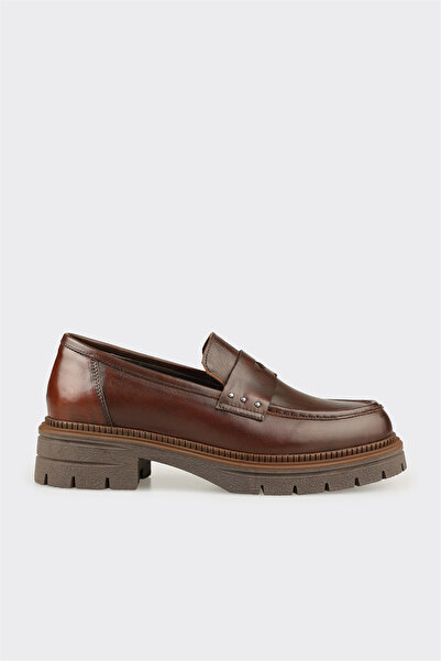 Elle Shoes Kahve Deri Kadın Günlük Ayakkabı
