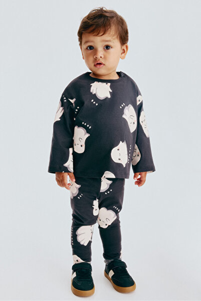 H&M 2 Parçalı Pamuklu ve Baskılı Set