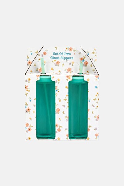 Isola Cucina 2 Pcs Mint Sippers Lid Straw 470ml, Green