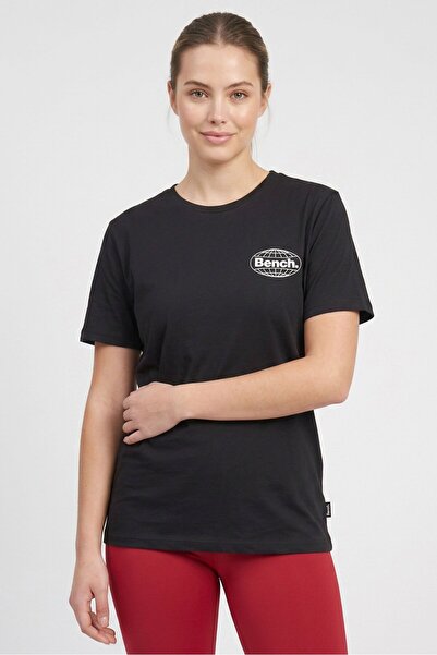 BENCH Women Crew Neck Short Sleeve Brand Logo T-Shirt, Black