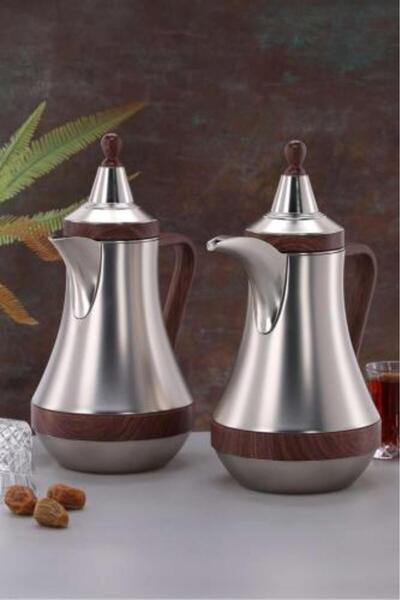 Moon Luxury Steel Thermos Set, Glass Interior, 1 Liter Tea, 1 Liter Coffee