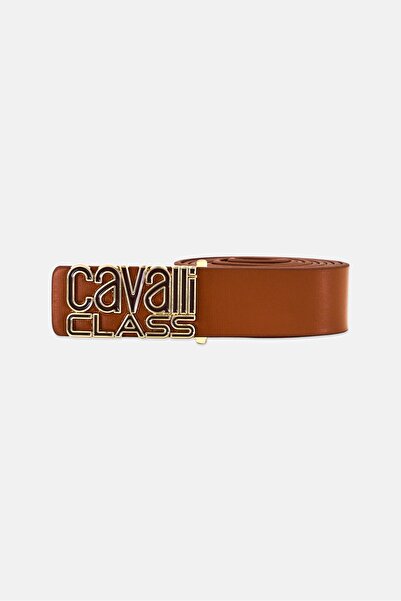 Cavalli Class Women Brand Logo Leather Belt, Brown