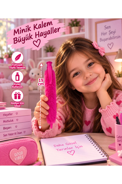 seymen bıçakçılık 19 cm Furry Pen Cute Plush Pen Children's Student Stationer...