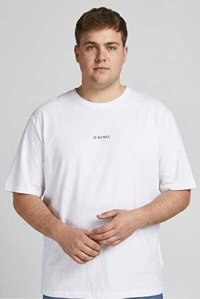 JJ Rebel Men Crew Neck Short Sleeve Brand Logo T-Shirt, White