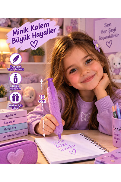 seymen bıçakçılık 19 cm Furry Pen Cute Plush Pen Children's Student Stationer...