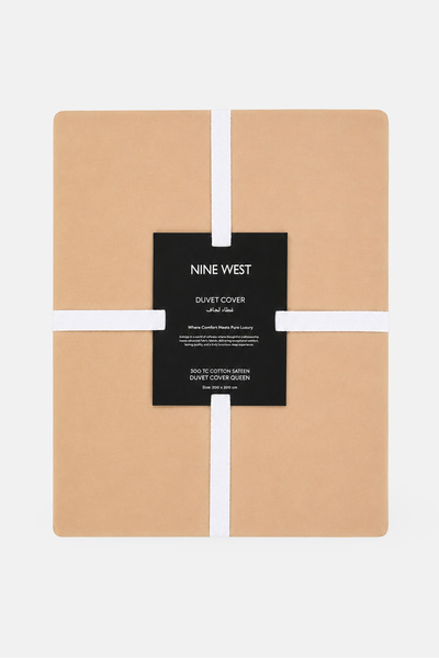 Nine West Cotton Duvet Cover Queen, Beige