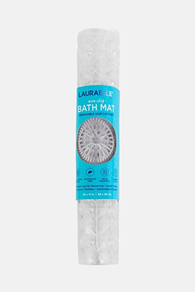 Trio Ripple Non Slip Bath Mat With Removable Hair Catcher, Clear