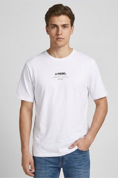JJ Rebel Men Crew Neck Short Sleeve Graphic Print T-Shirt, White