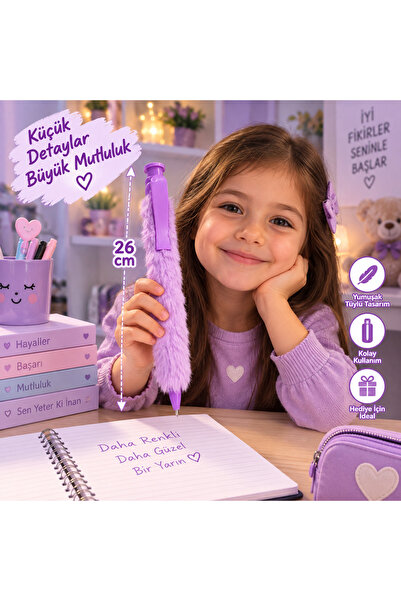 seymen bıçakçılık 26 cm Furry Pen Cute Plush Pen Children's Student Stationer...