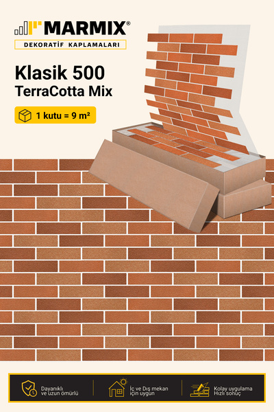 MARMIX Klasik 300 Kahverengi Mix Dekoratif Duvar Kaplaması 9 m² Kutu